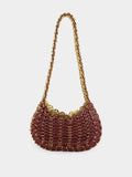 Burgundy and Gold Moon Flip Reversible Leather Bag