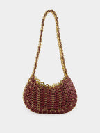 Burgundy and Gold Moon Flip Reversible Leather Bag