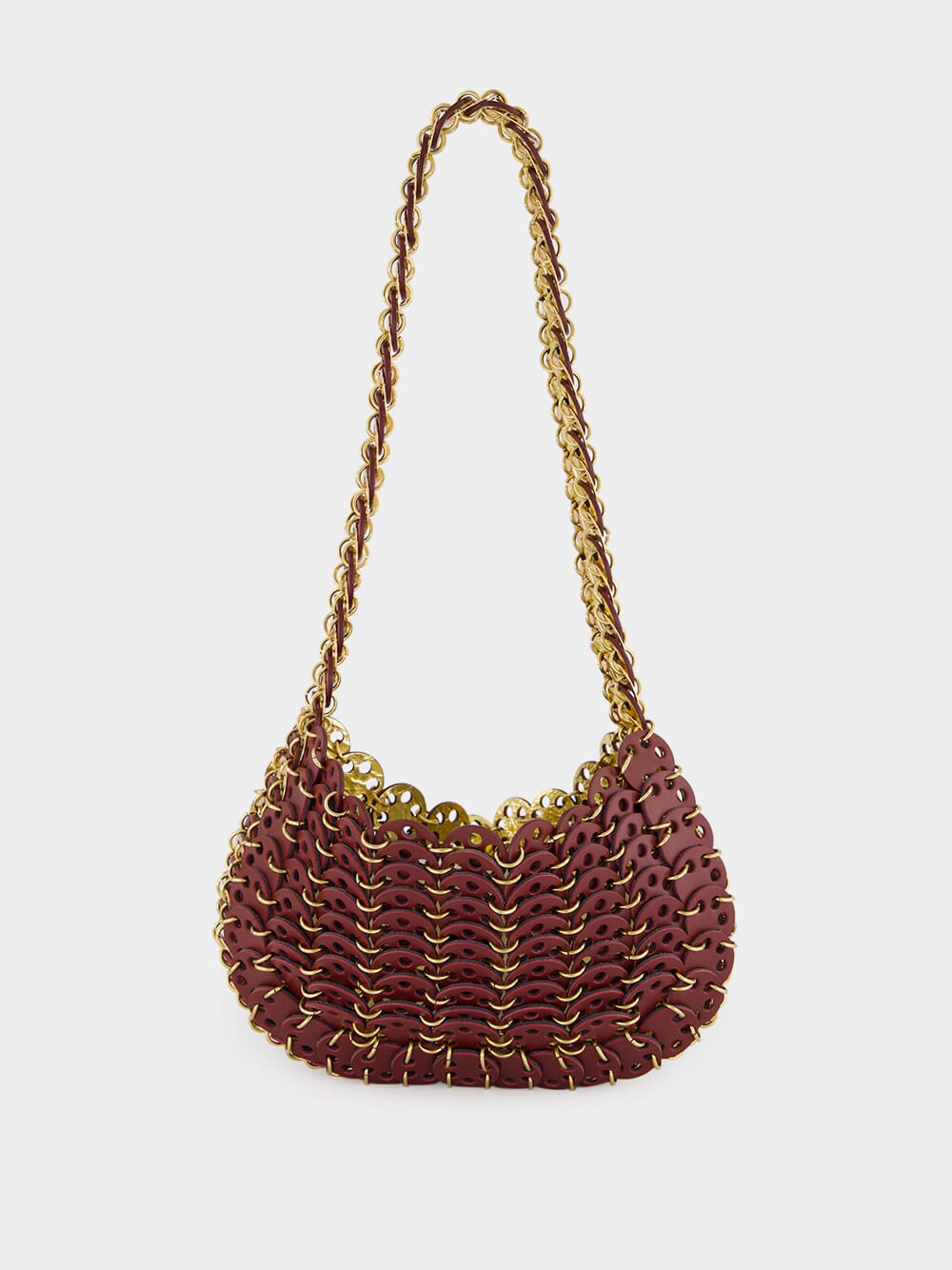 Burgundy and Gold Moon Flip Reversible Leather Bag