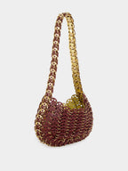 Burgundy and Gold Moon Flip Reversible Leather Bag