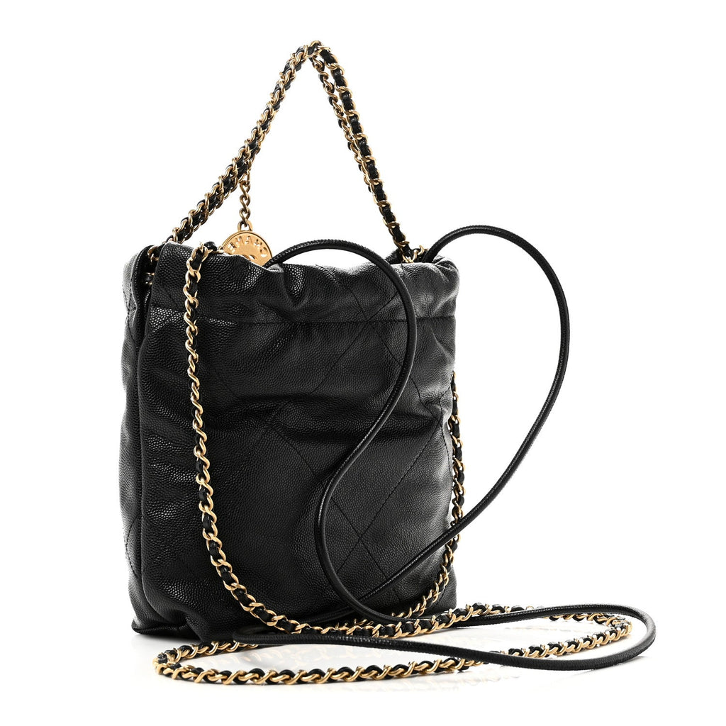 Shiny Caviar Quilted Monochrome Mini Chanel 22 Black