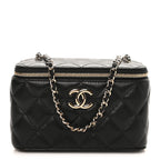 Lambskin Quilted Small CC Vanity Case Black