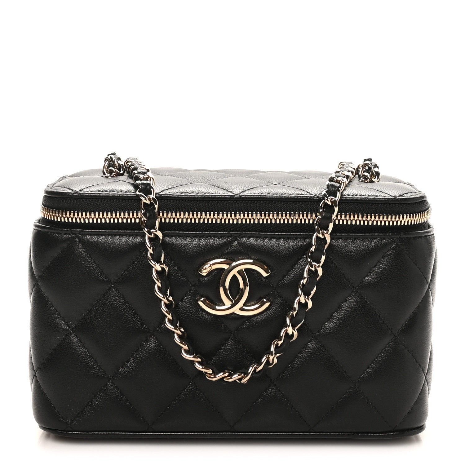 Lambskin Quilted Small CC Vanity Case Black