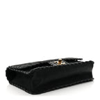 Iridescent Calfskin Small Happy Stitch Flap Black