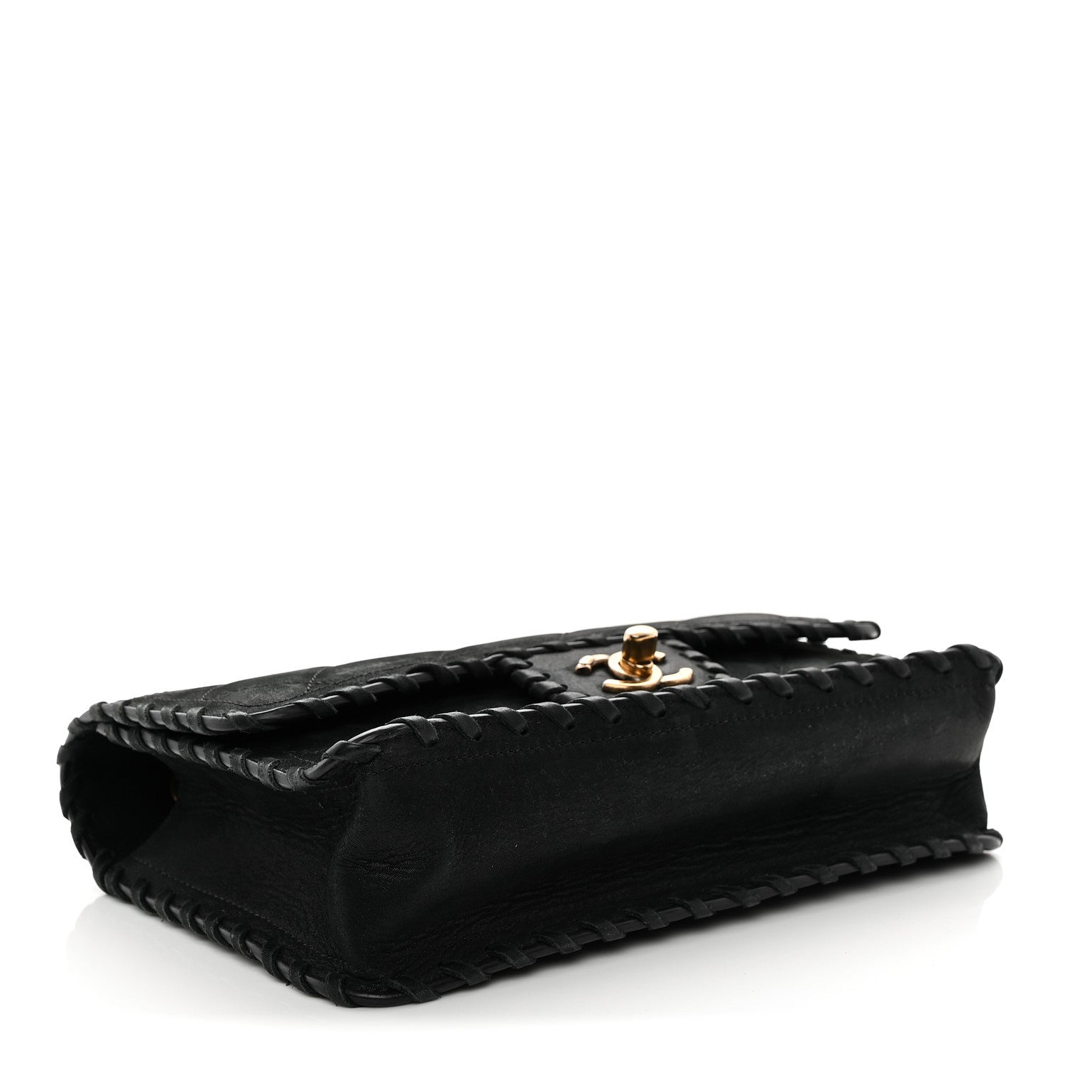Iridescent Calfskin Small Happy Stitch Flap Black