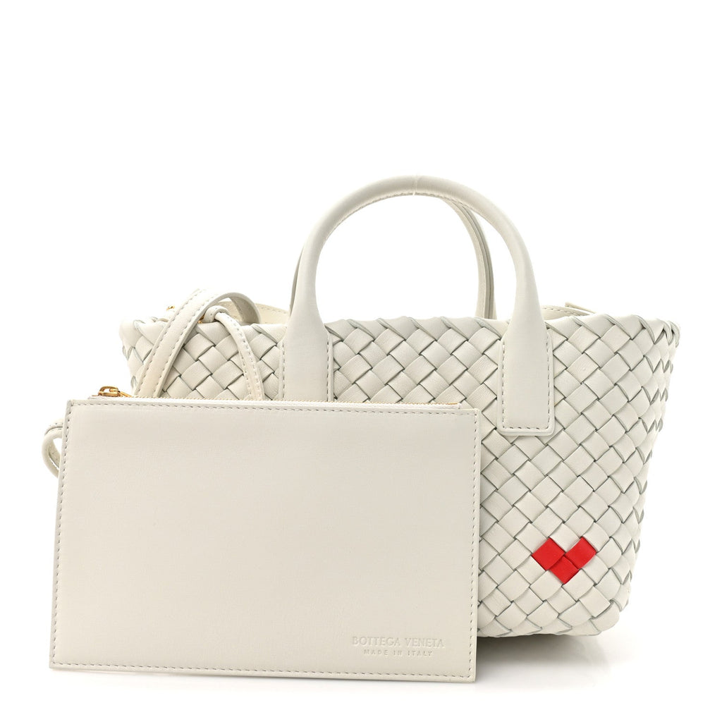 Nappa Intrecciato Mini Heart Cabat White