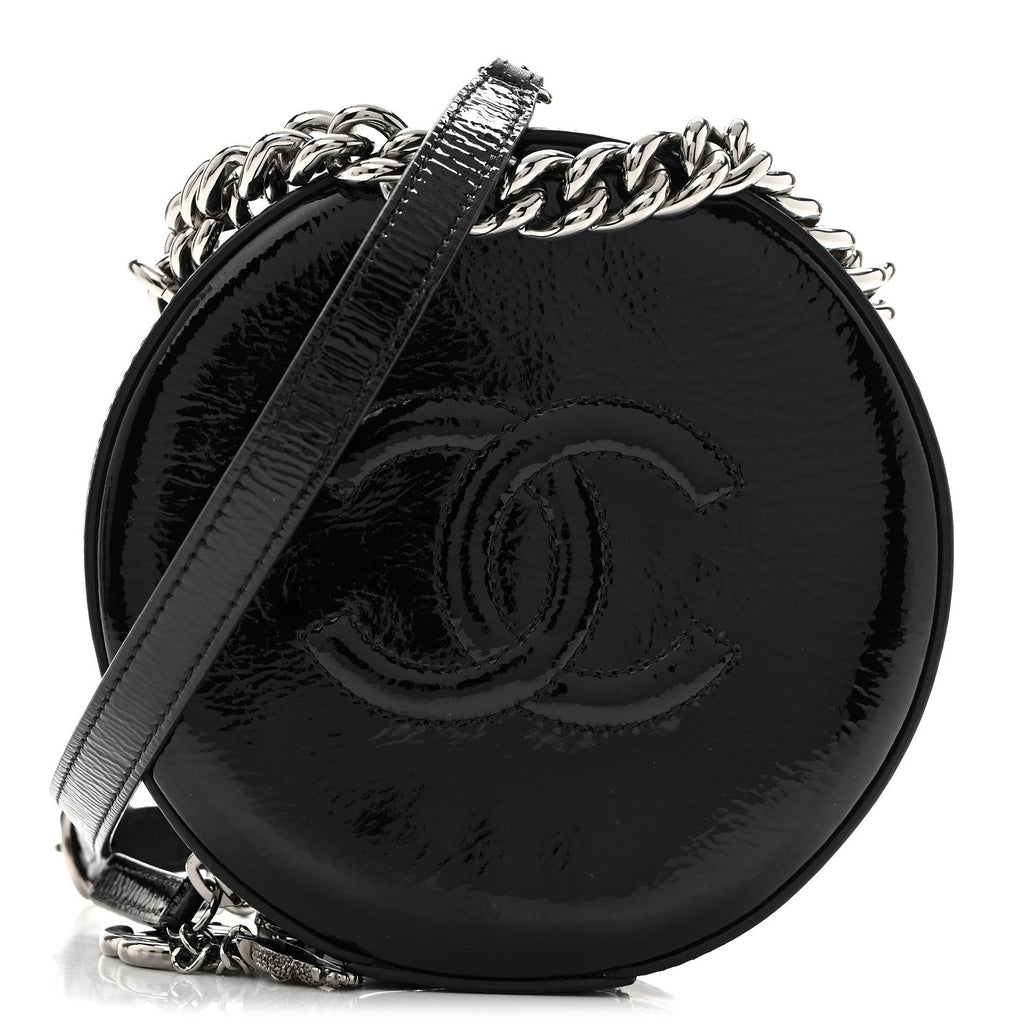 Patent Round As Earth Evening Bag Black