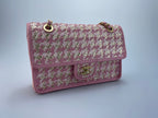 Chanel Classic Single Flap Bag Pink Woven 23C Gold Hardware