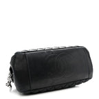 Lambskin Bubble Quilt Small Double Bowling Bag Black