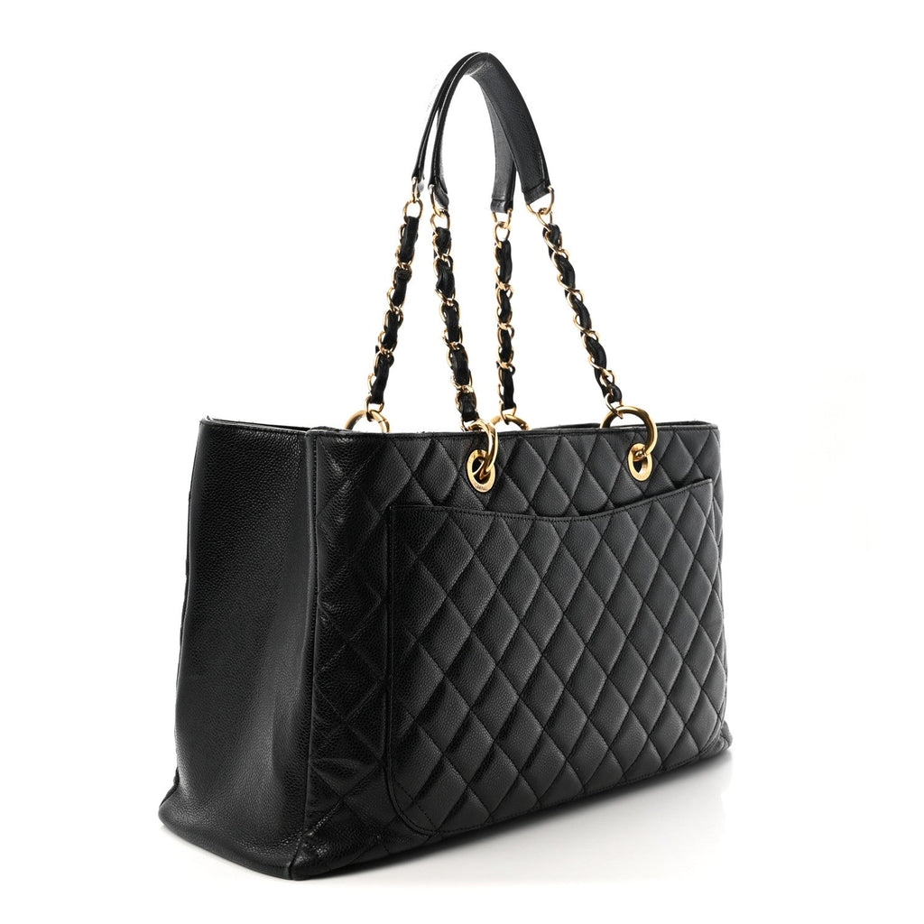 Caviar Quilted XL Grand Shopping Tote GST Black