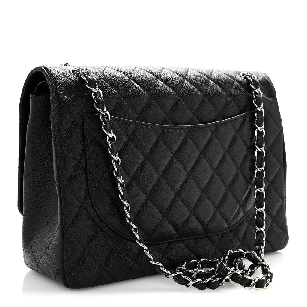 Caviar Quilted Maxi Double Flap Black