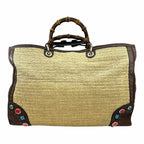 GUCCI Natural Straw Solid Handbag