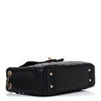 Caviar Calfskin Quilted Small Top Handle Flap Black