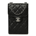 Caviar Quilted Classic Phone Holder Black