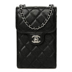 Caviar Quilted Classic Phone Holder Black