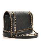 Calfskin Stitched Chain Flap Black