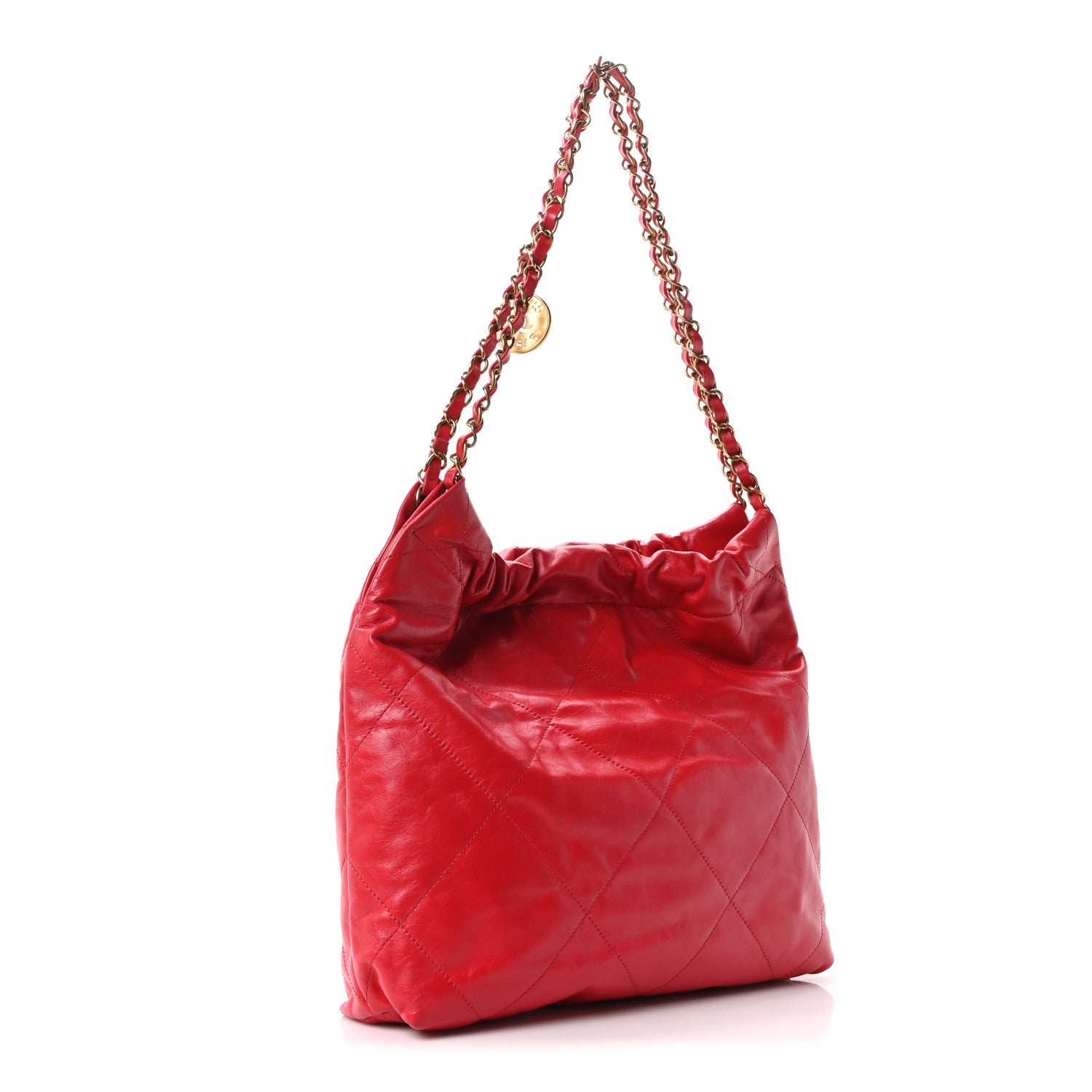 Shiny Calfskin Quilted Small Chanel 22 Red