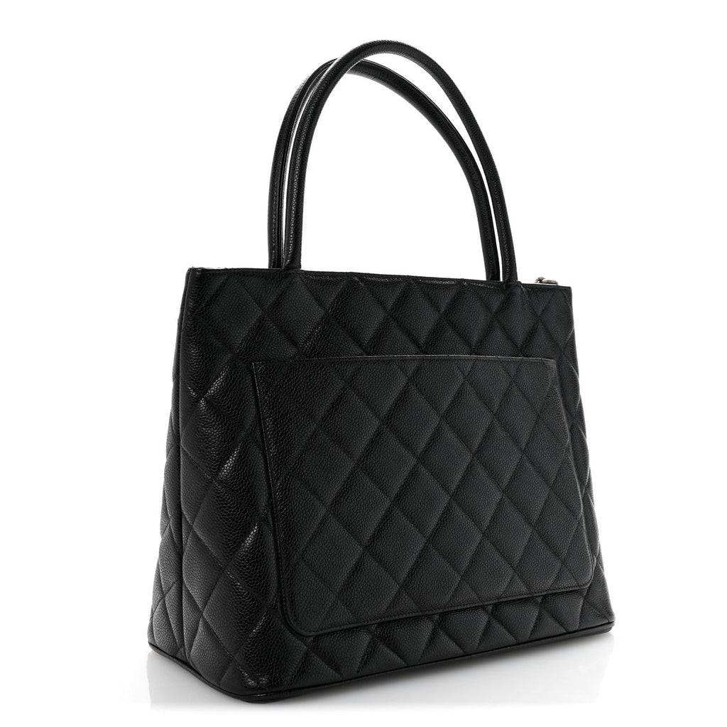 Caviar Quilted Medallion Tote Black