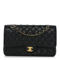 Caviar Quilted Medium Double Flap Black