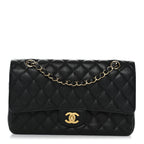 Caviar Quilted Medium Double Flap Black