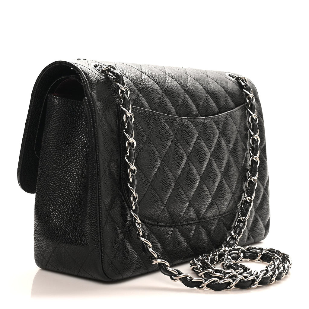 Caviar Quilted Jumbo Double Flap Black