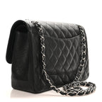 Caviar Quilted Jumbo Double Flap Black