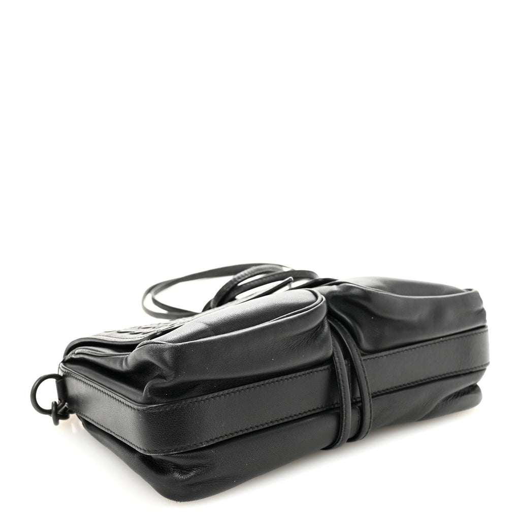 Nappa Intrecciato Small Double Pocket Flap Black