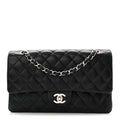 Lambskin Quilted Medium Double Flap Black