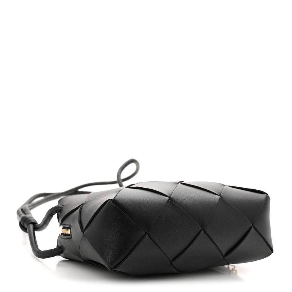 Lambskin Maxi Intrecciato Small Cassette Camera Bag Black