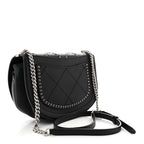 Calfskin Coco Eyelets Small Flap Bag Black