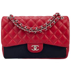 Chanel Red Timeless Classic jumbo Bag in Lambskin silber Hardware