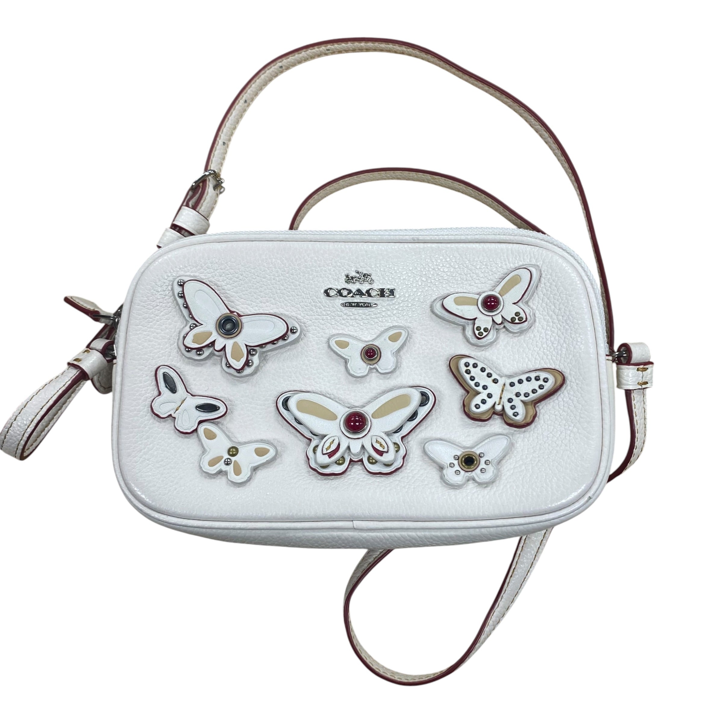 Crossbody Designer By Coach In Cream, Size:Small