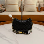 Chanel Hobo Black with Gold Heart Enamel Chain Shoulder Bag