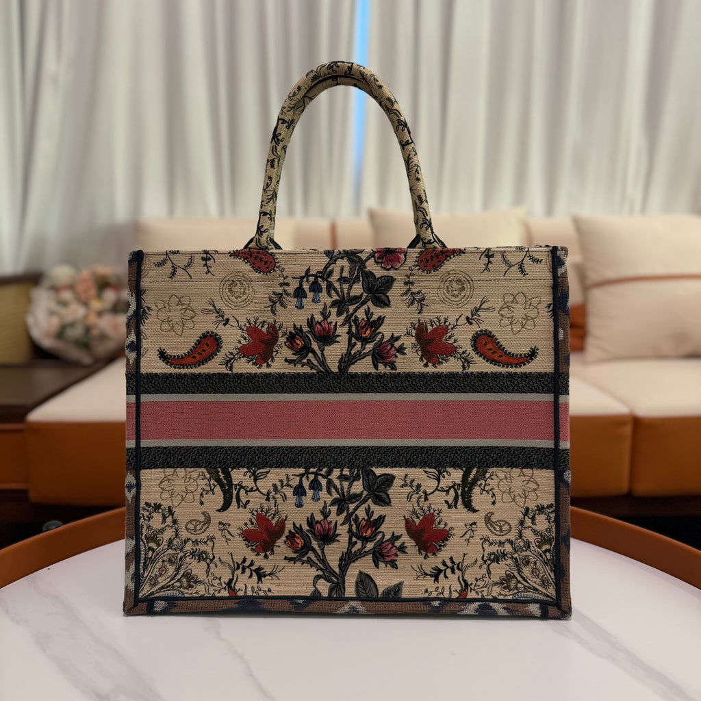 Dior Floral Embroidered Tote Bag Large