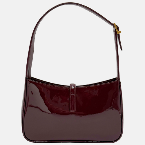 Le 5 A 7 Patent Leather Hobo Bag Dark Red Wine