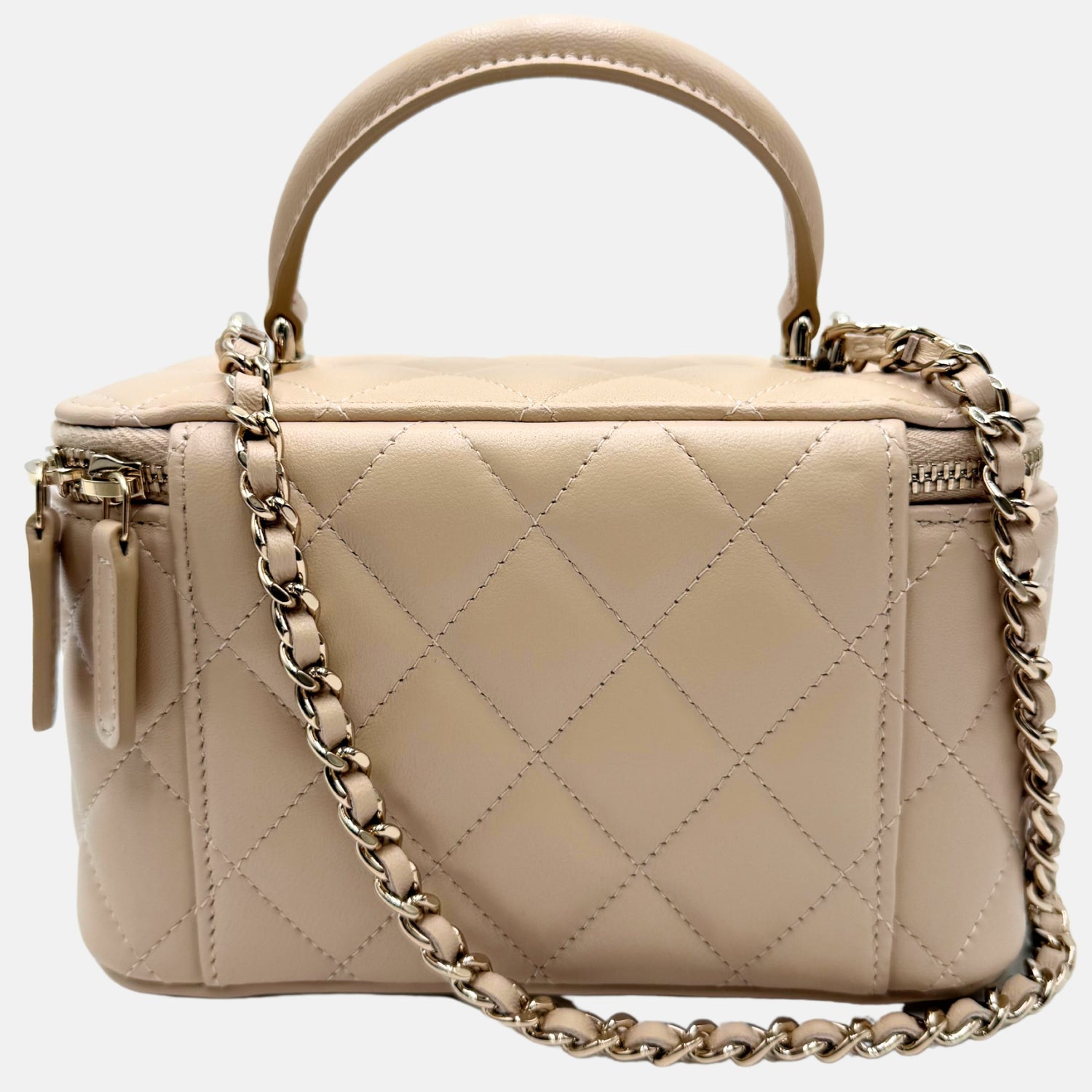 Vanity Case Beige Quilted Lambskin Small