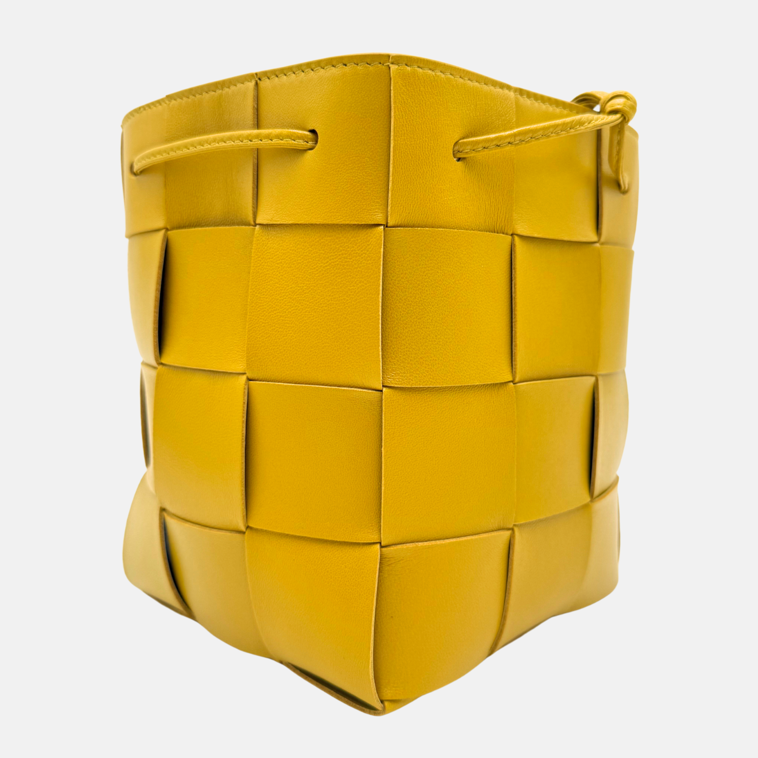 Cassette Bucket Bag Small Yellow Lambskin