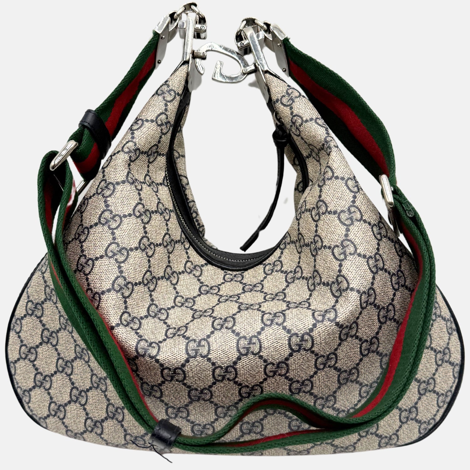 Attache Shoulder Bag Beige Supreme Monogram Calfskin Large
