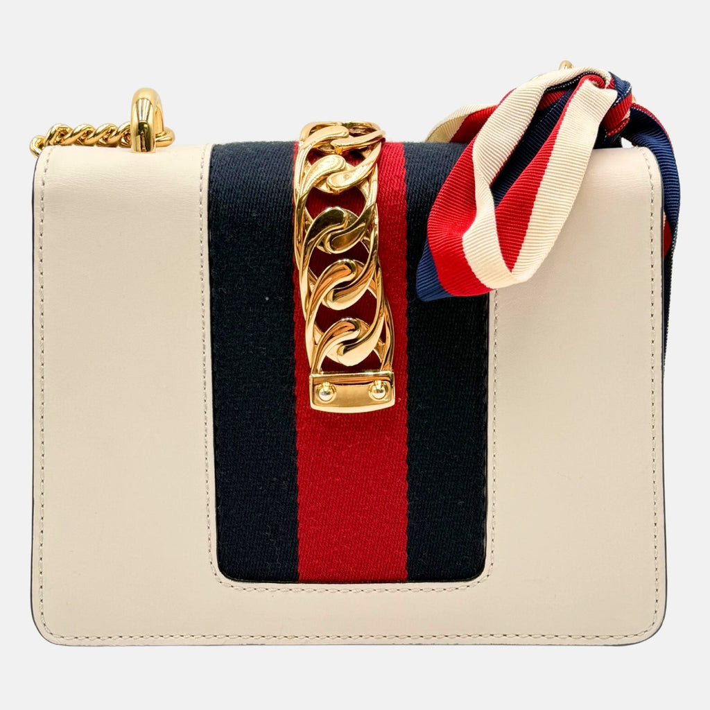 Sylvie Chain Shoulder Bag White Calfskin Mini