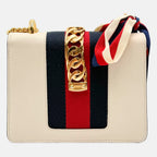 Sylvie Chain Shoulder Bag White Calfskin Mini