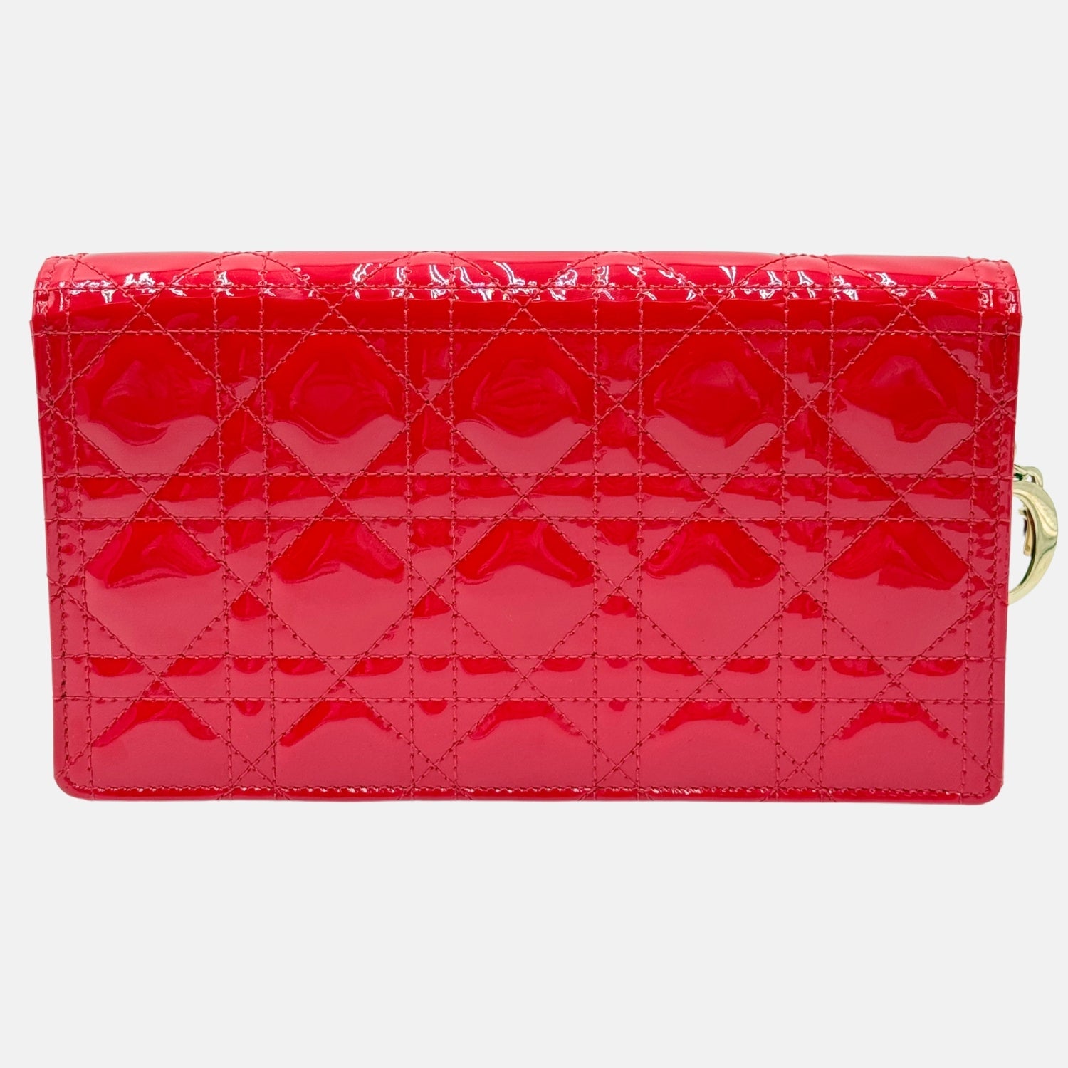 Lady Dior Clutch Bag Red Patent