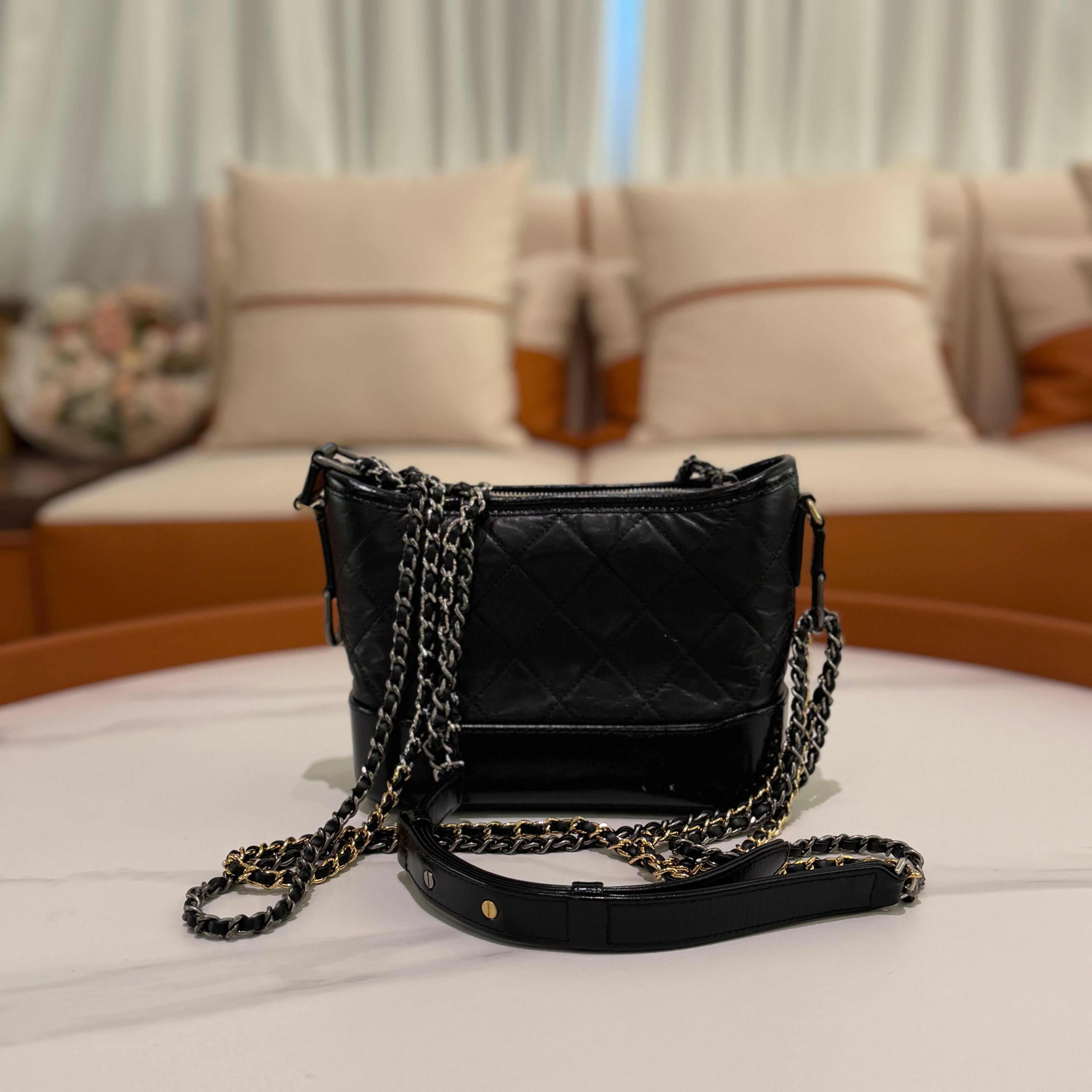 Chanel Gabrielle Small Black with Gold Hardware