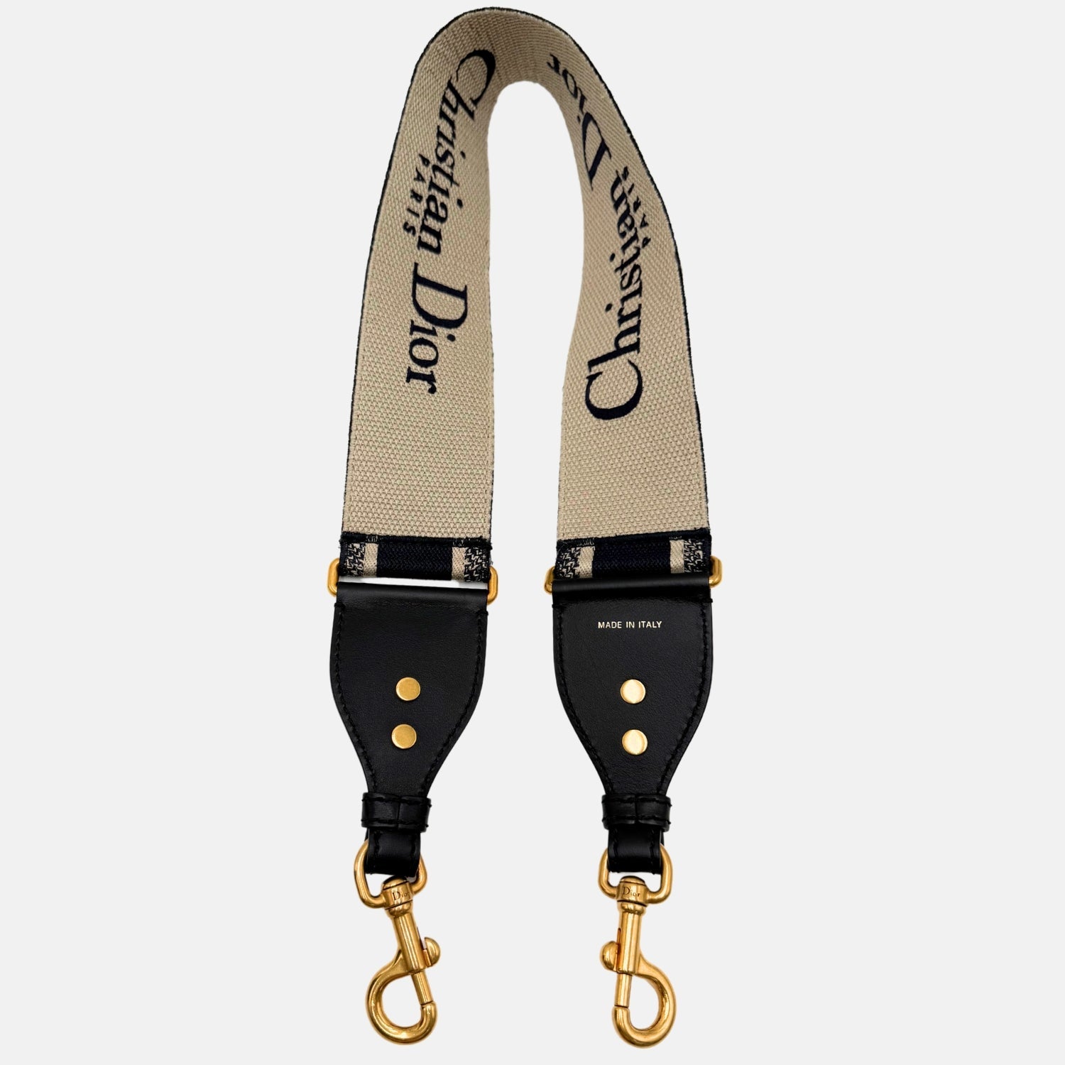 Bag Strap Navy Beige Oblique Canvas Embroidered
