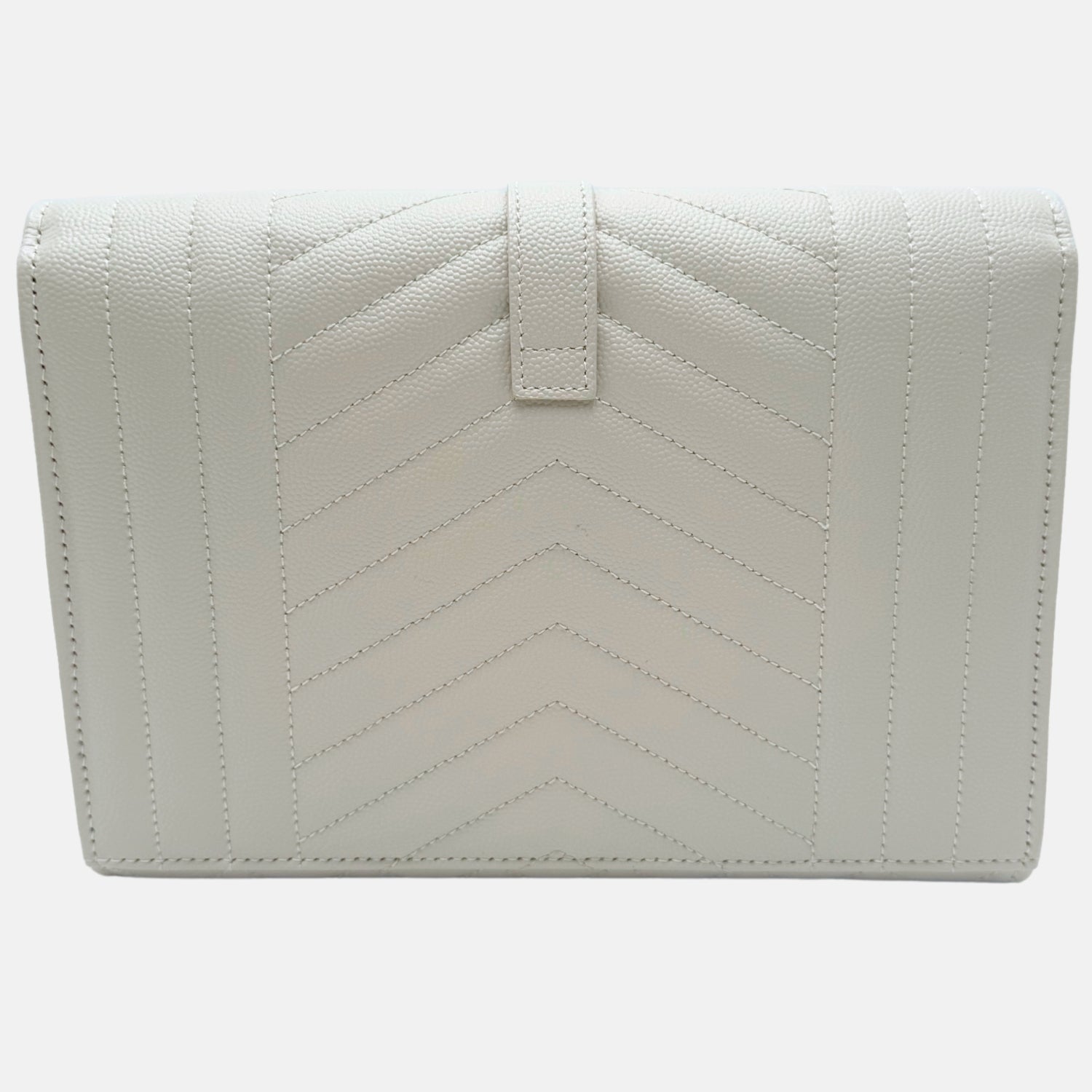 Saint Laurent Envelope Wristlet White Grain de Poudre Leather