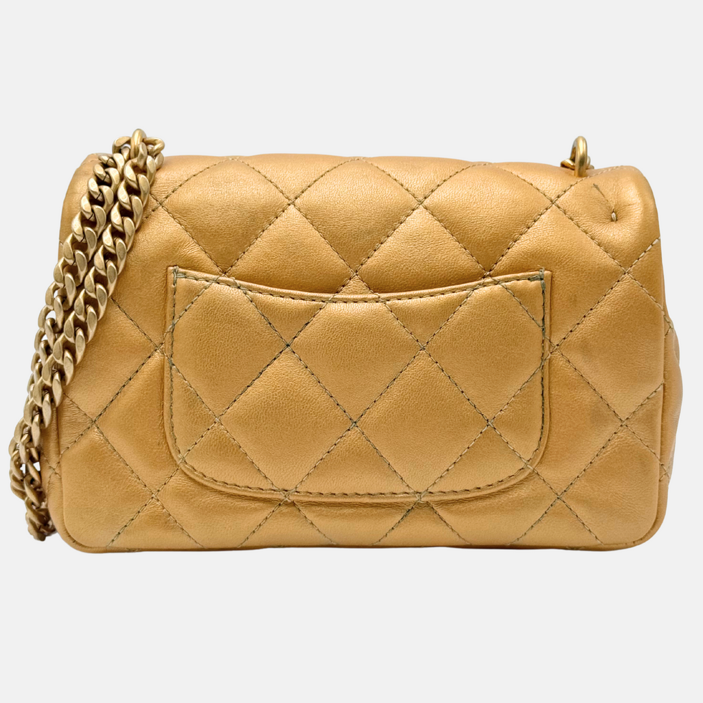 Sweetheart Chain Mini Flap Bag Gold Quilted Lambskin