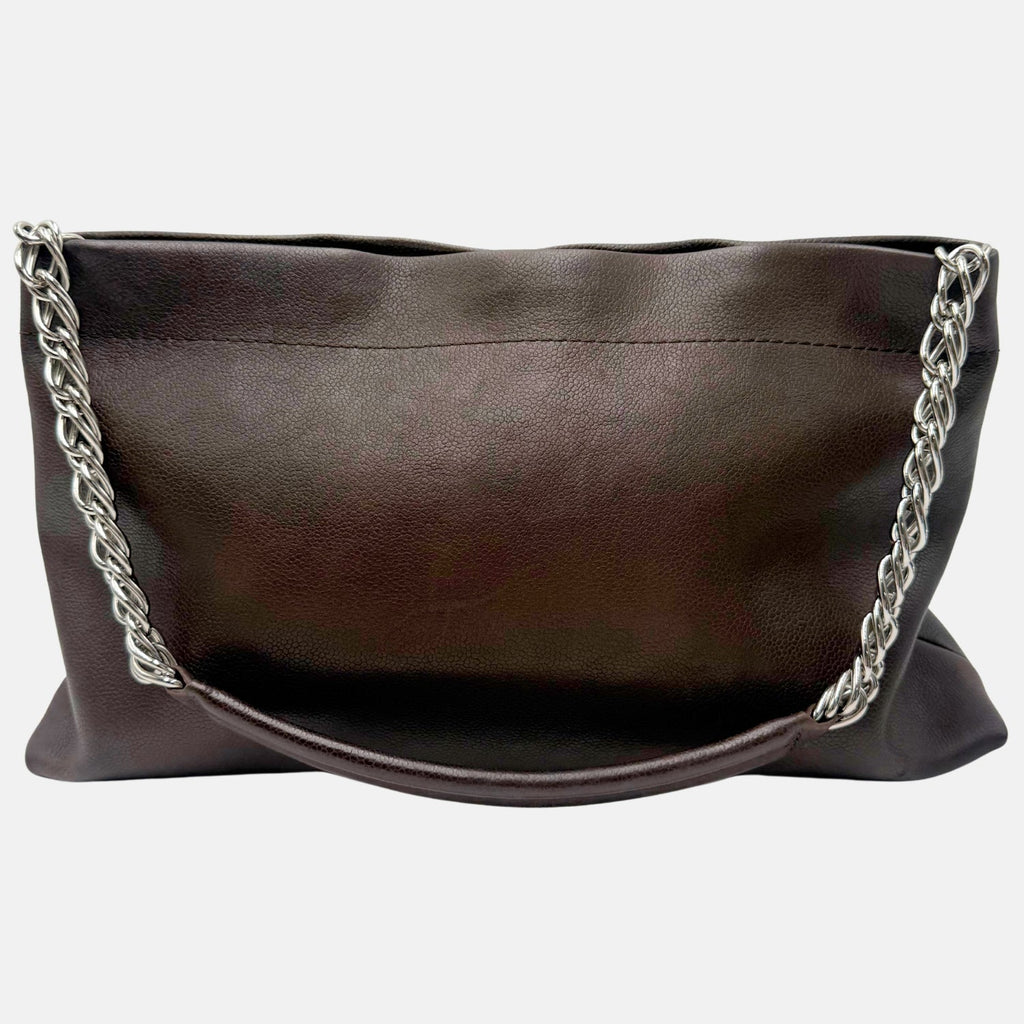 Shoulder Tote Brown Caviar Leather