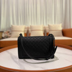 CHANEL LEBOY LARGE CROSSBODY BAG CAVIAR CALFSKIN BLACK ANTIQUE SILVER