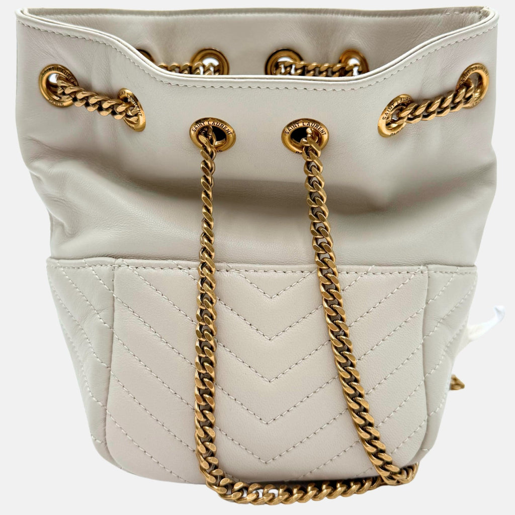 Jamie Bucket Bag White Quilted Lambskin