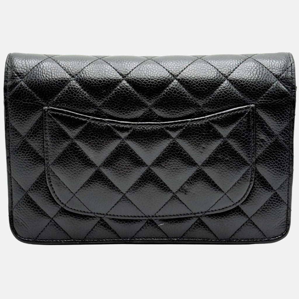 Wallet on Chain Black Quilted Caviar