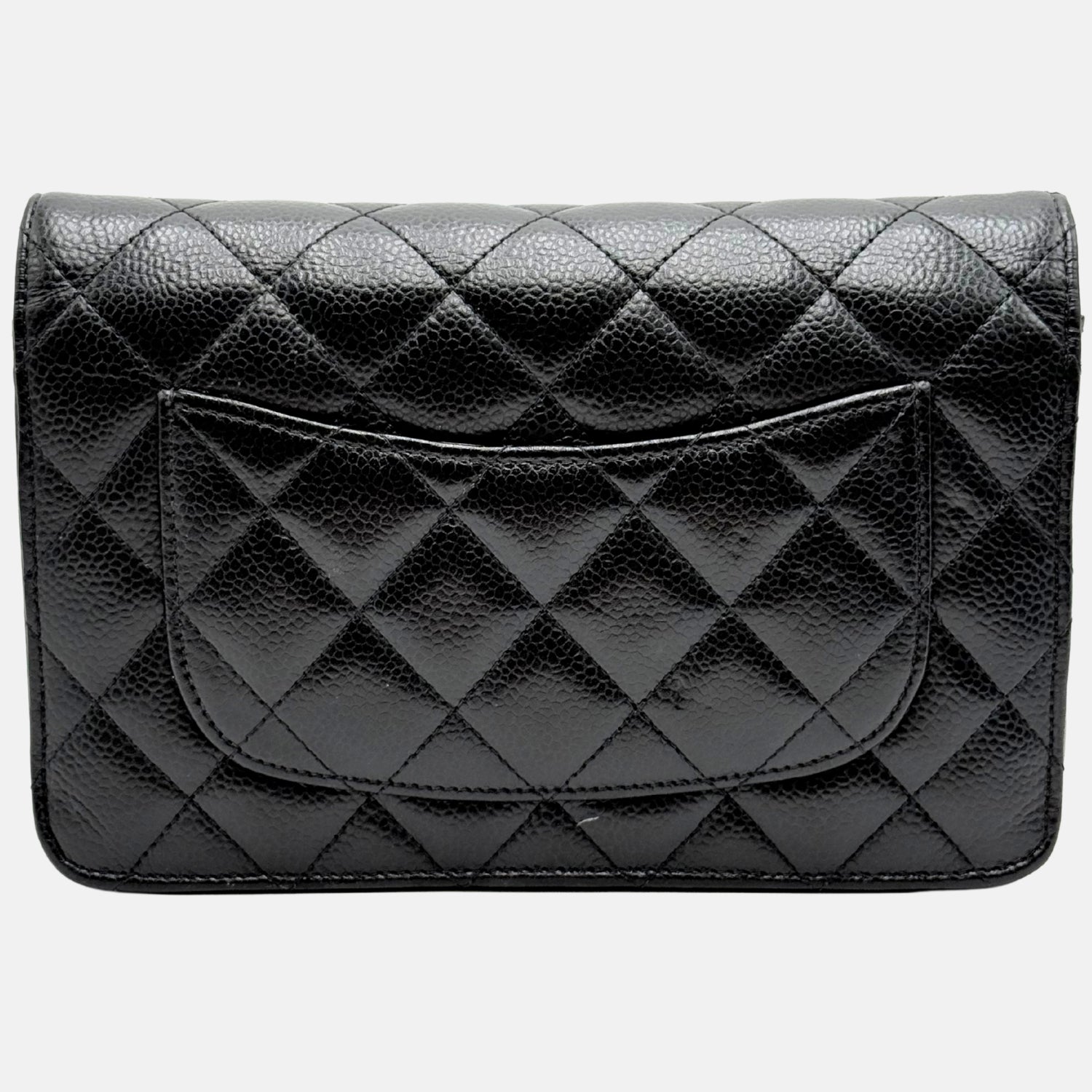 Wallet on Chain Black Quilted Caviar